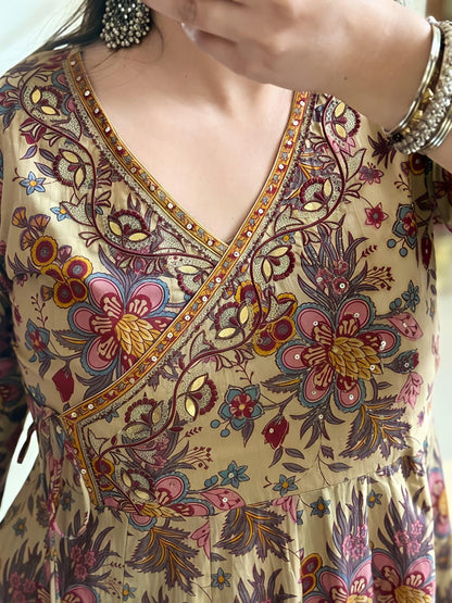 Premium Kalamkari Print Anarkali Set 🌸  (RD53)