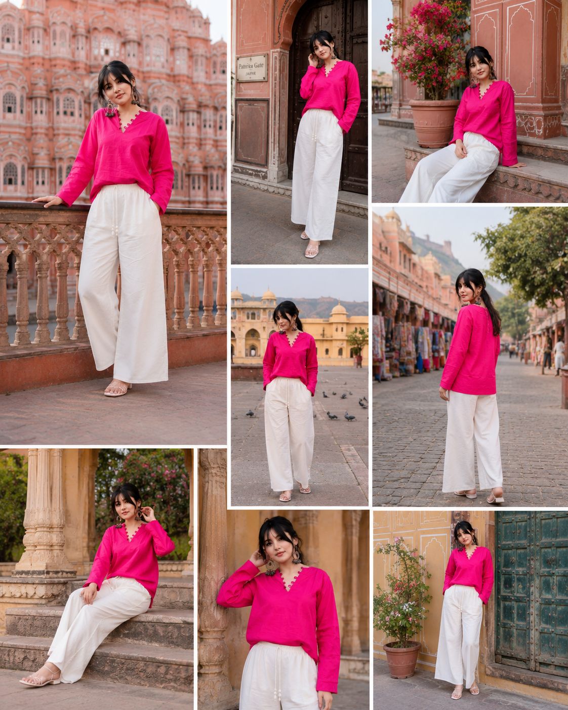 Elegant V-Neck Tunic & Palazzo Set  (CJ03)