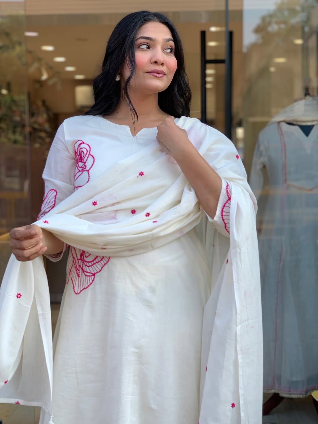 ✨ Premium Cotton Embroidered Kurta Pant Dupatta Set (RD57)
