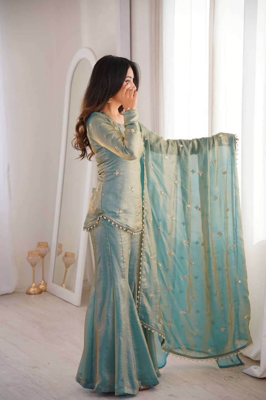 Royal Elegance Embellished Sharara Set (RRRD47)
