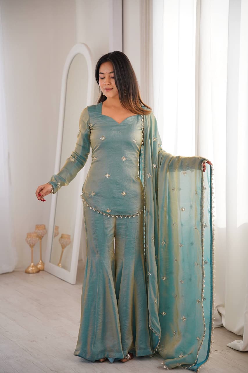 Royal Elegance Embellished Sharara Set (RRRD47)