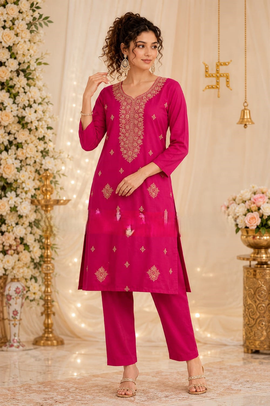 Designer Gold Work Kurta Pant Set for Women (RRRD50)