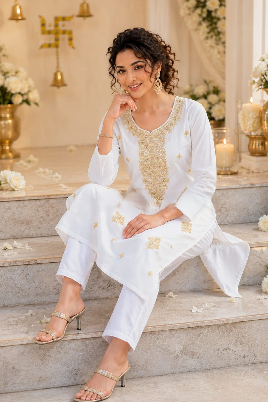 Designer Gold Work Kurta Pant Set for Women (RRRD50)