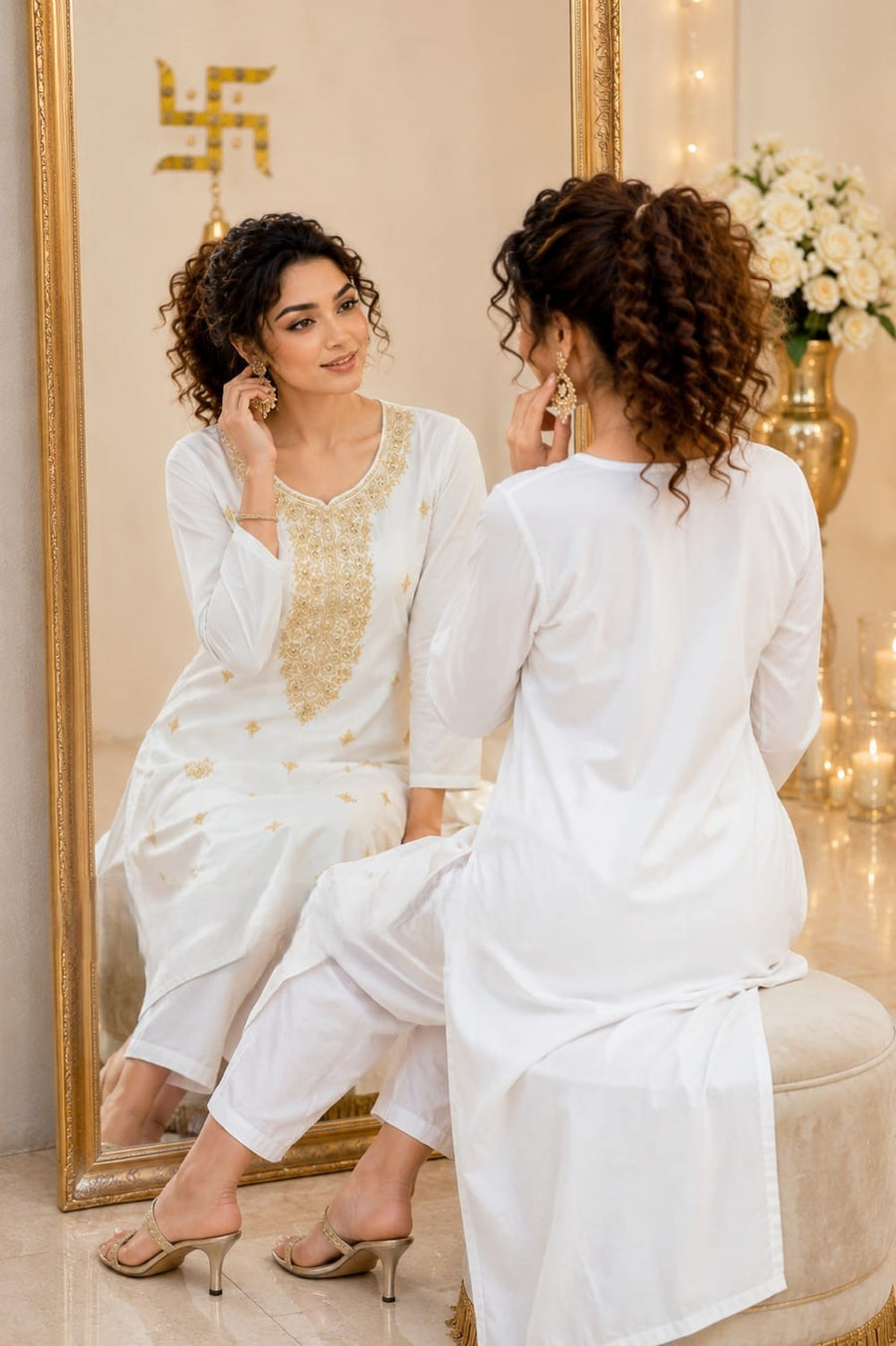 Designer Gold Work Kurta Pant Set for Women (RRRD50)