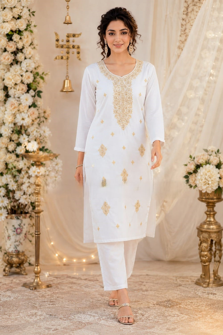 Designer Gold Work Kurta Pant Set for Women (RRRD50)