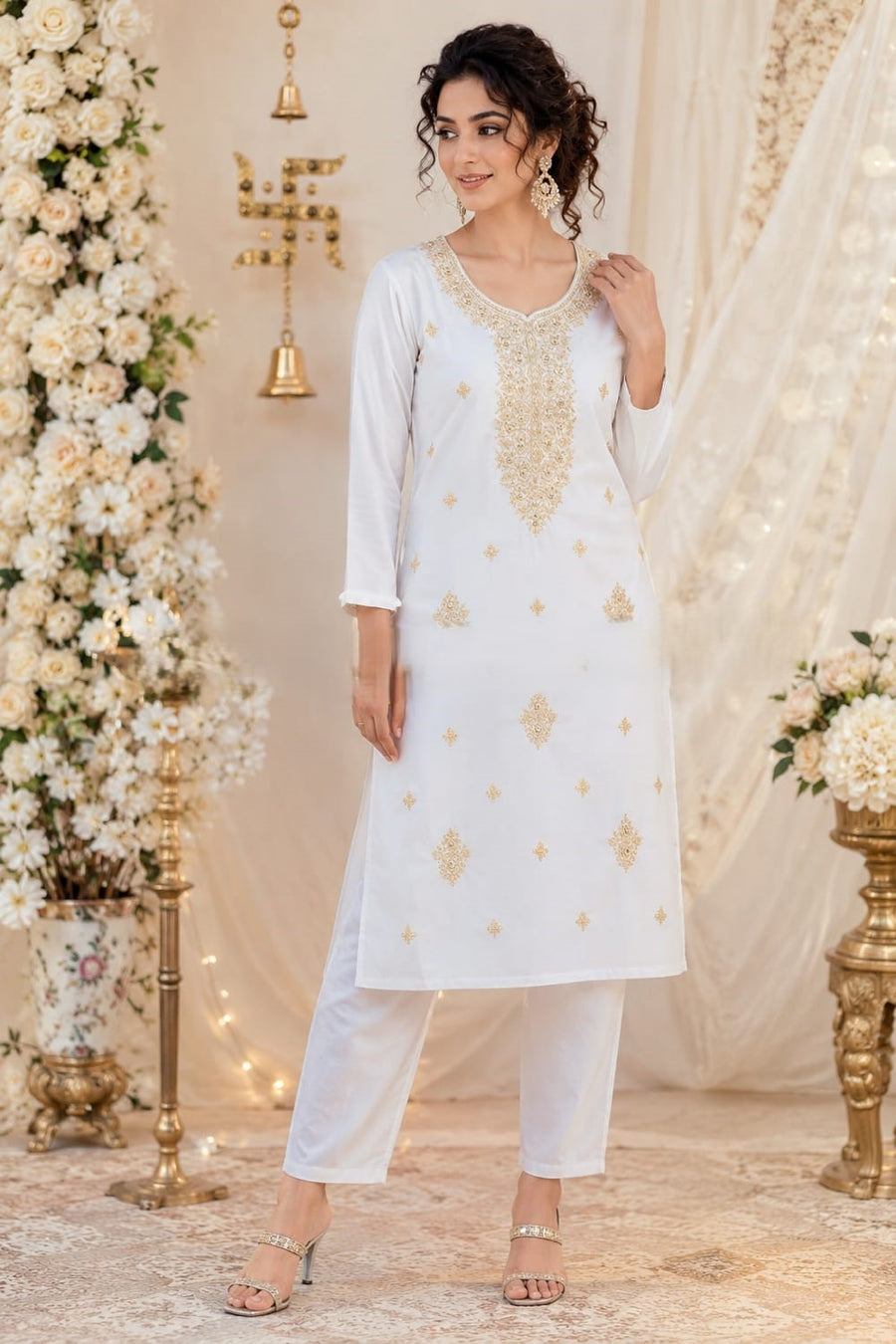 Designer Gold Work Kurta Pant Set for Women (RRRD50)
