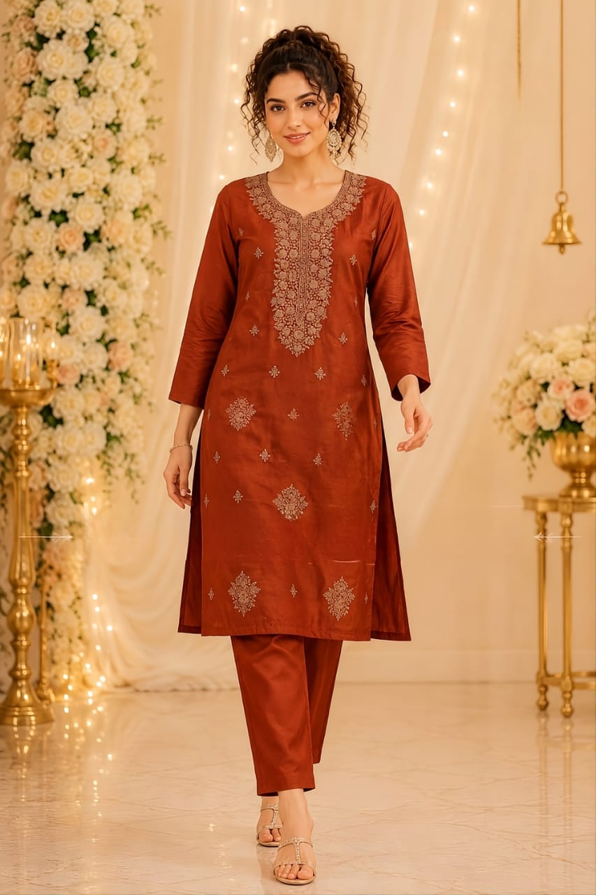 Designer Gold Work Kurta Pant Set for Women (RRRD50)