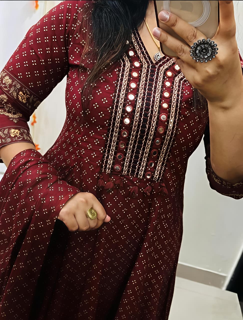 Royal Bandhej Printed Anarkali Suit Set with Dupatta (RD60)