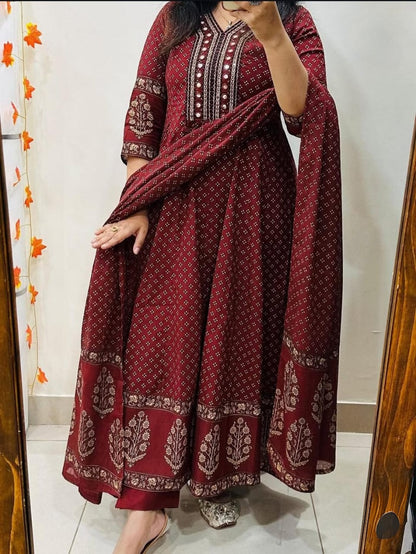 Royal Bandhej Printed Anarkali Suit Set with Dupatta (RD60)