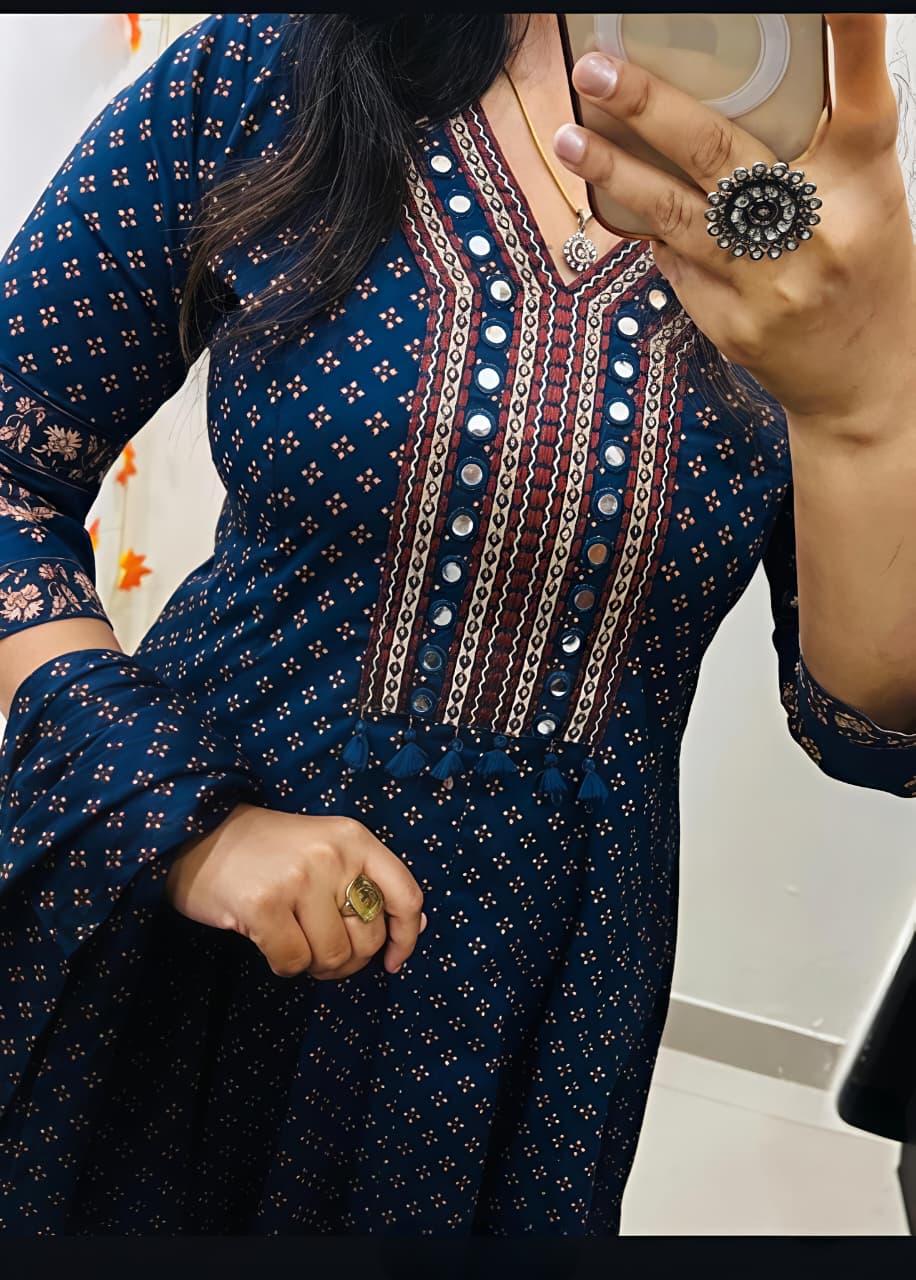 Royal Bandhej Printed Anarkali Suit Set with Dupatta (RD60)