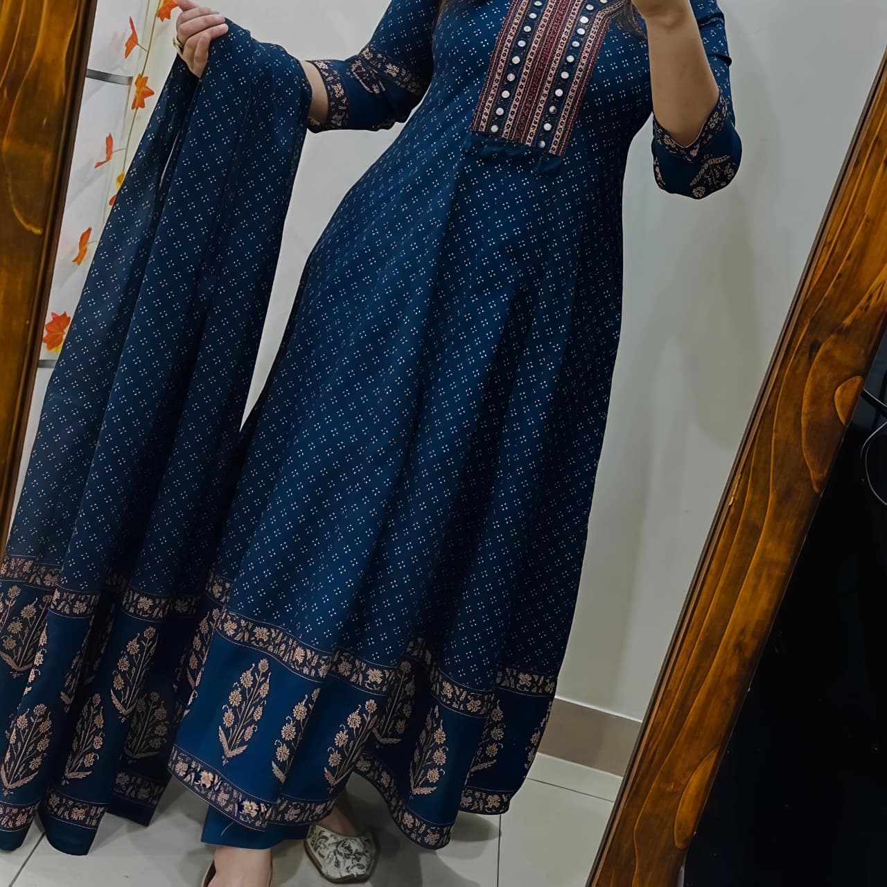 Royal Bandhej Printed Anarkali Suit Set with Dupatta (RD60)