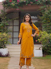 Classic Mustard Floral Embroidered Kurta Set (SWSK66)