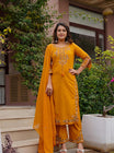 Classic Mustard Floral Embroidered Kurta Set (SWSK66)