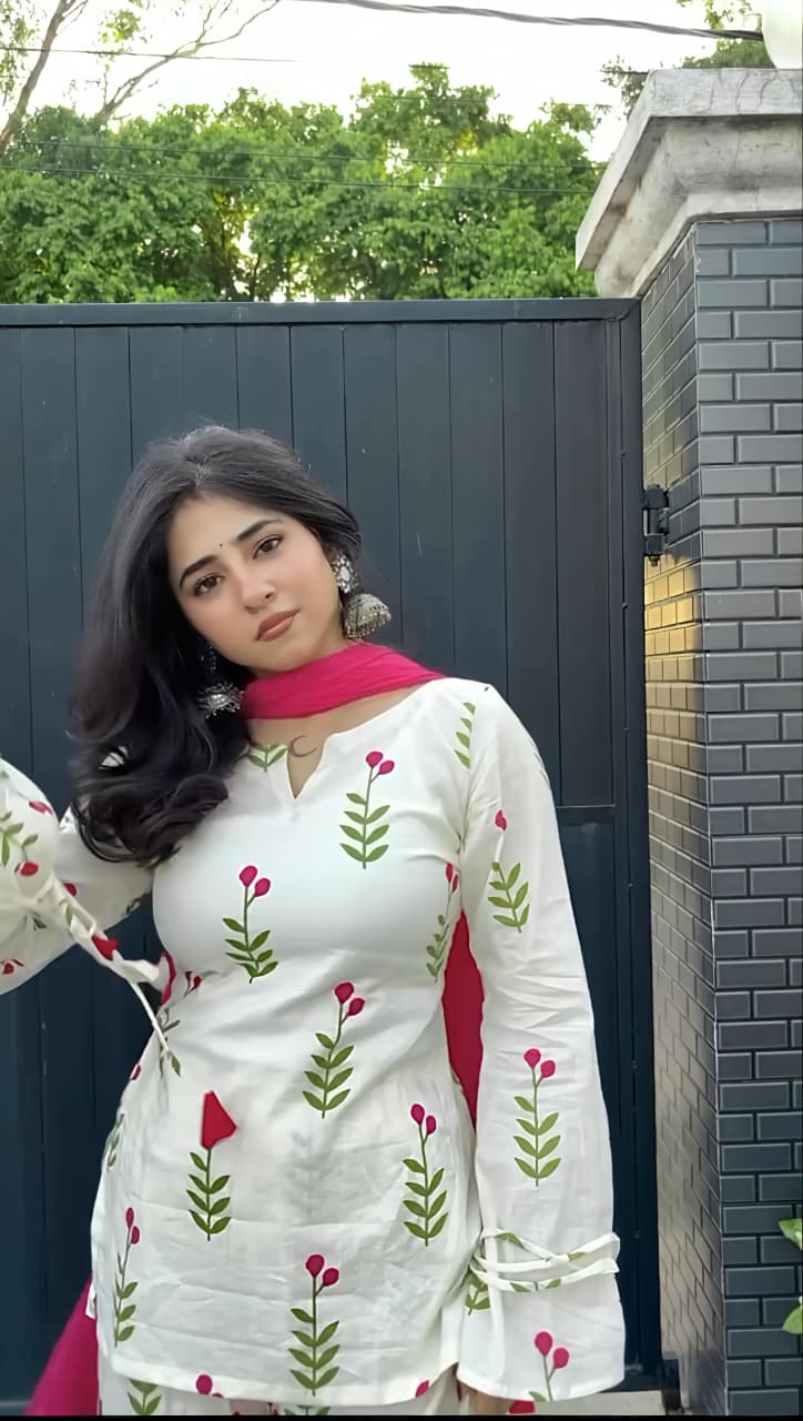 Rosette Floral Kurta Palazzo Dupatta Set (RD61)