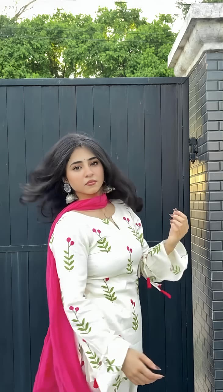 Rosette Floral Kurta Palazzo Dupatta Set (RD61)