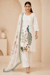 Royal Peacock Embroidered White Suit Set🤍🦚 (RRRD53)