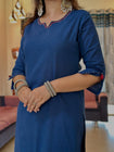 Women's Navy Blue Straight Kurta Pant Set with Premium Printed Dupatta (RD63)