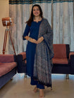 Women's Navy Blue Straight Kurta Pant Set with Premium Printed Dupatta (RD63)