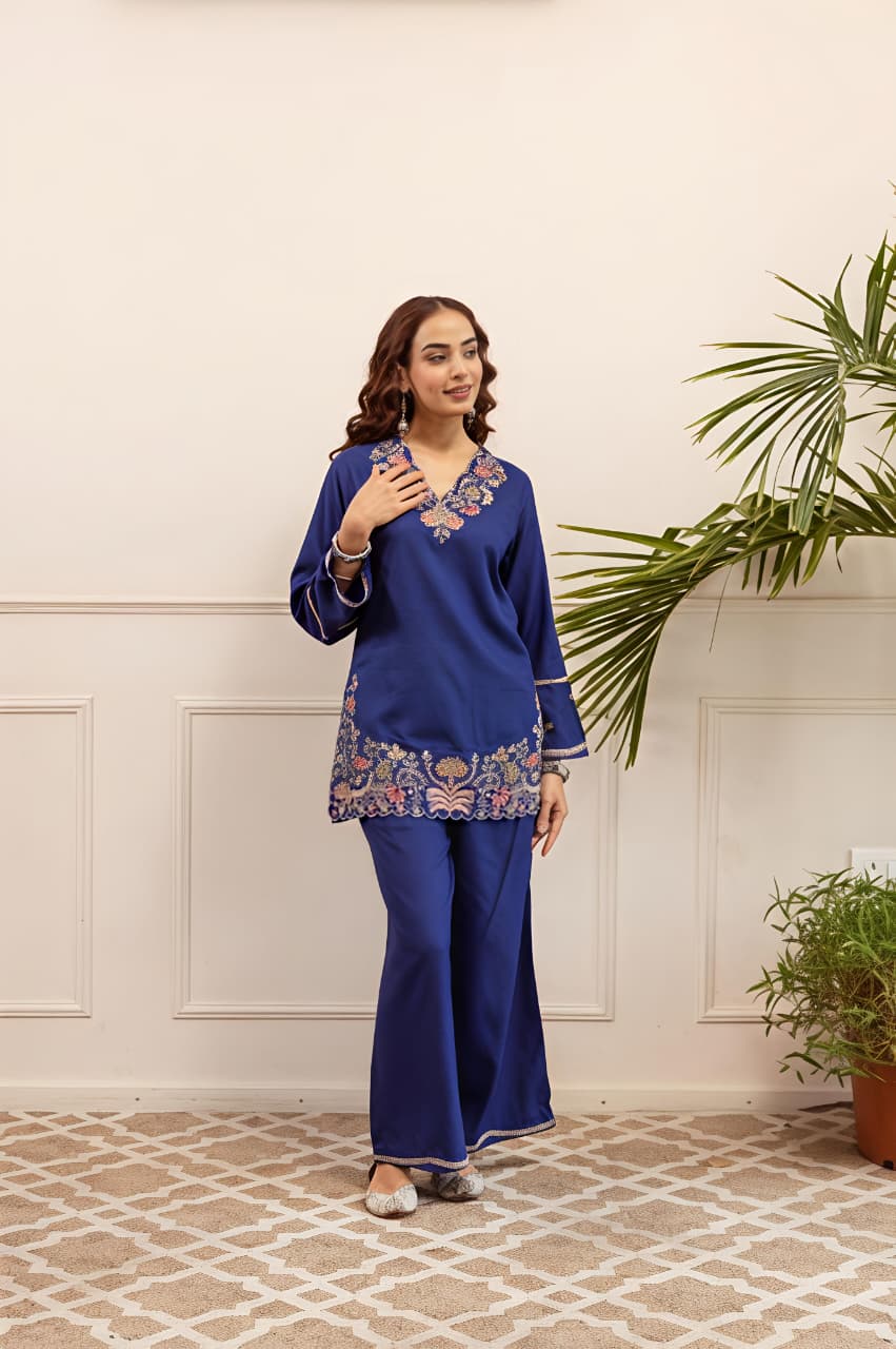 Women's Premium Floral Embroidered Co-Ord Set (RD67)
