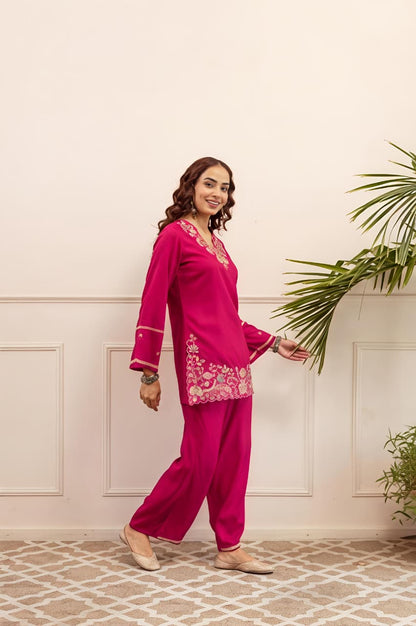 Women's Premium Floral Embroidered Co-Ord Set (RD67)