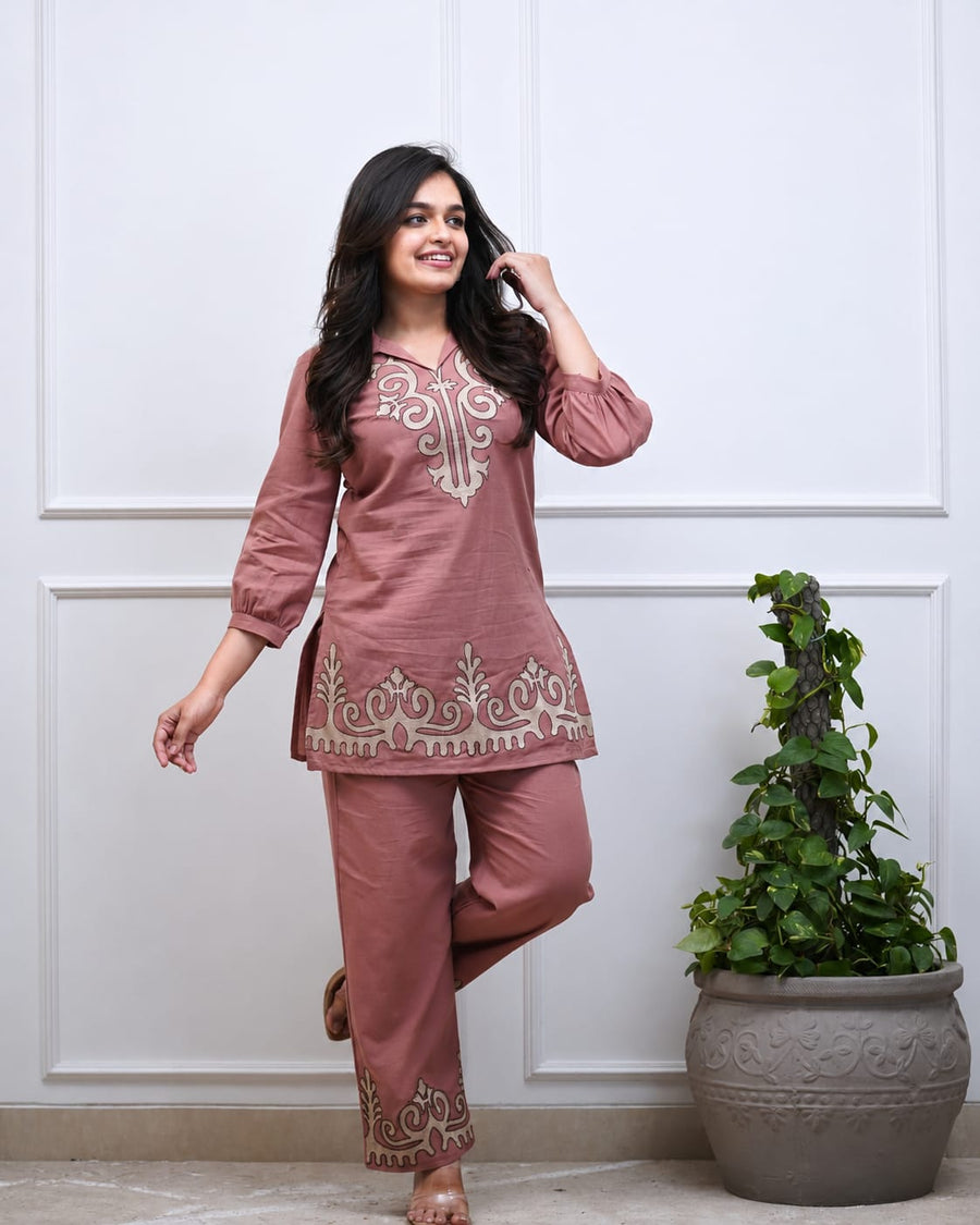 Premium Embroidered Cotton Co-Ord Set for Women (SWSK72)