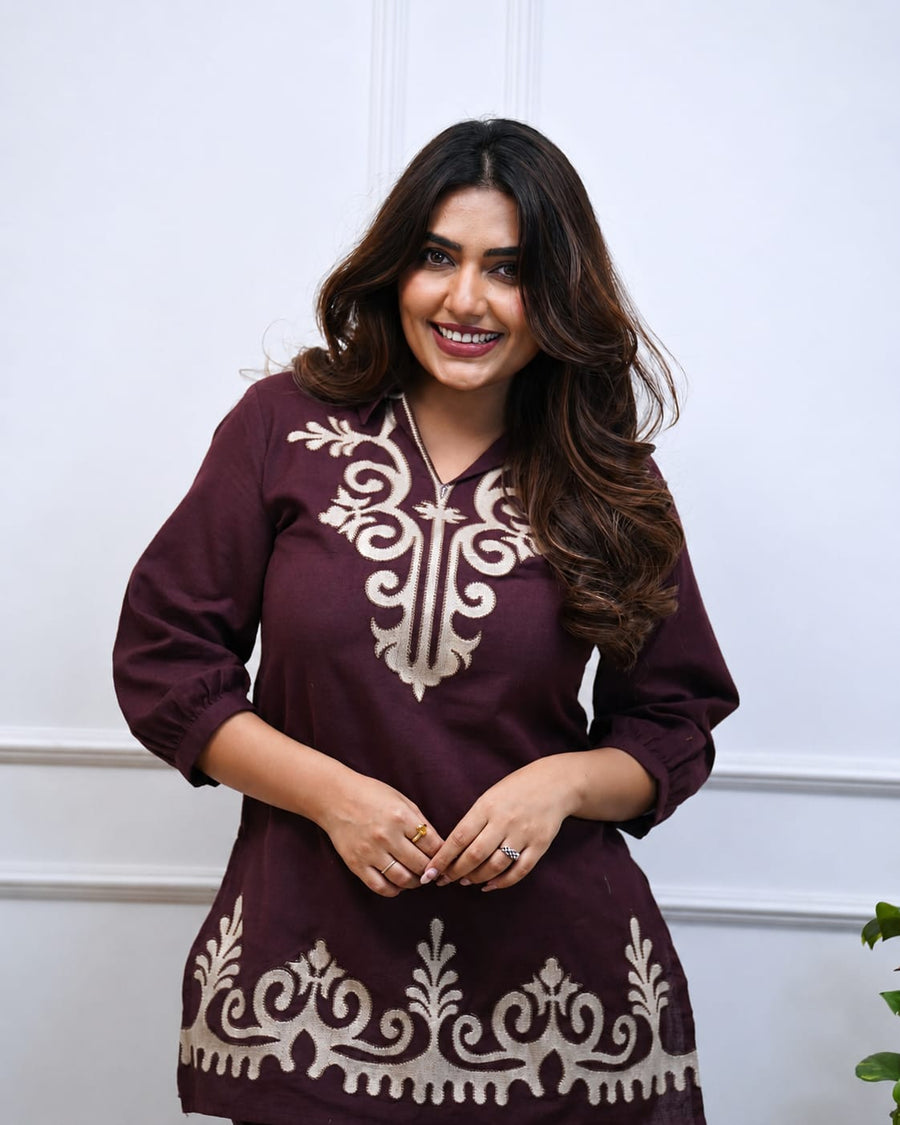 Premium Embroidered Cotton Co-Ord Set for Women (SWSK72)