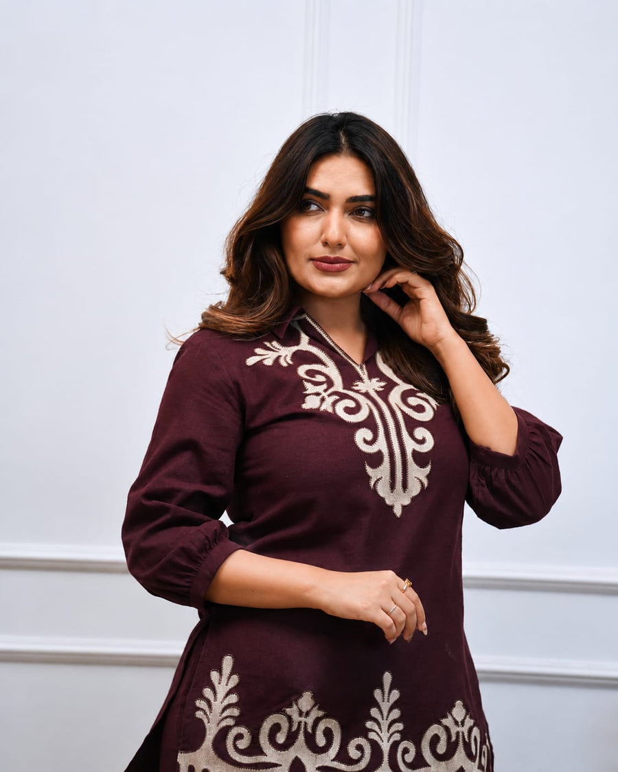 Premium Embroidered Cotton Co-Ord Set for Women (SWSK72)