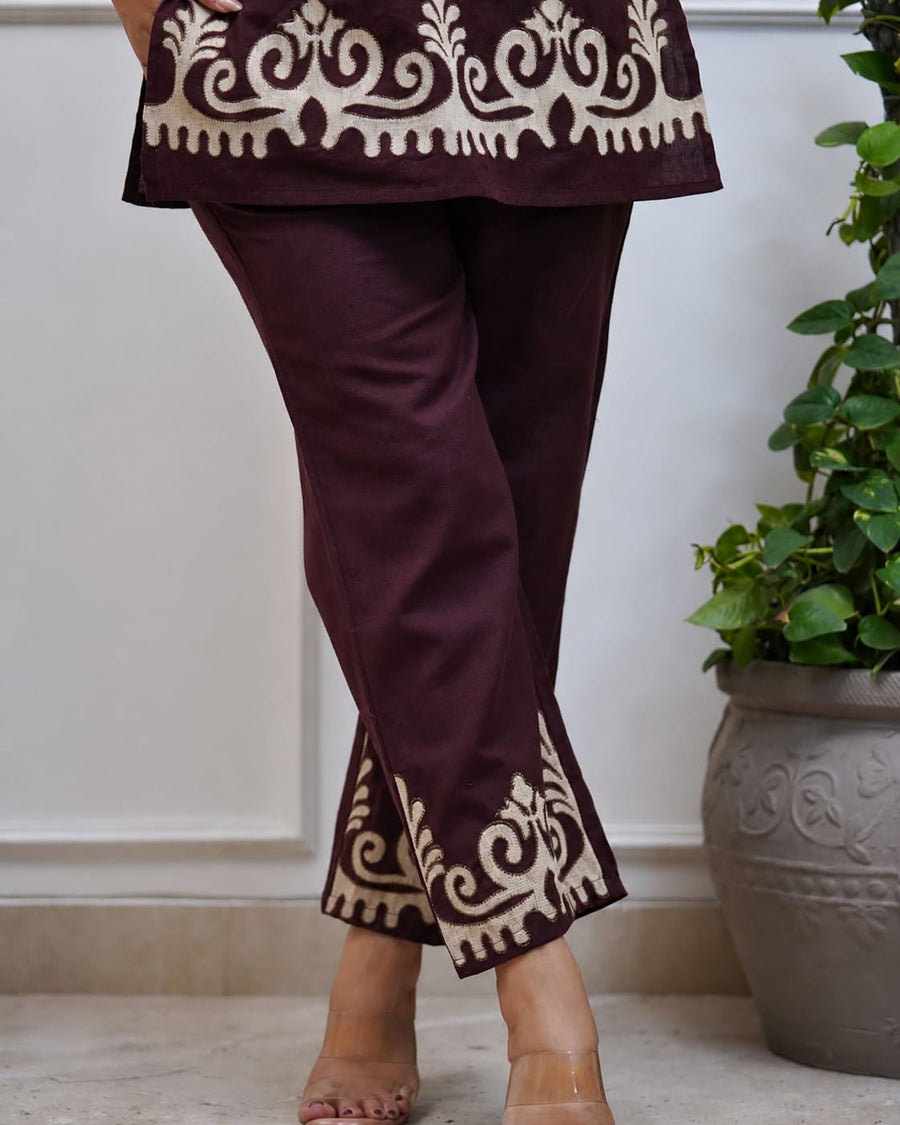 Premium Embroidered Cotton Co-Ord Set for Women (SWSK72)