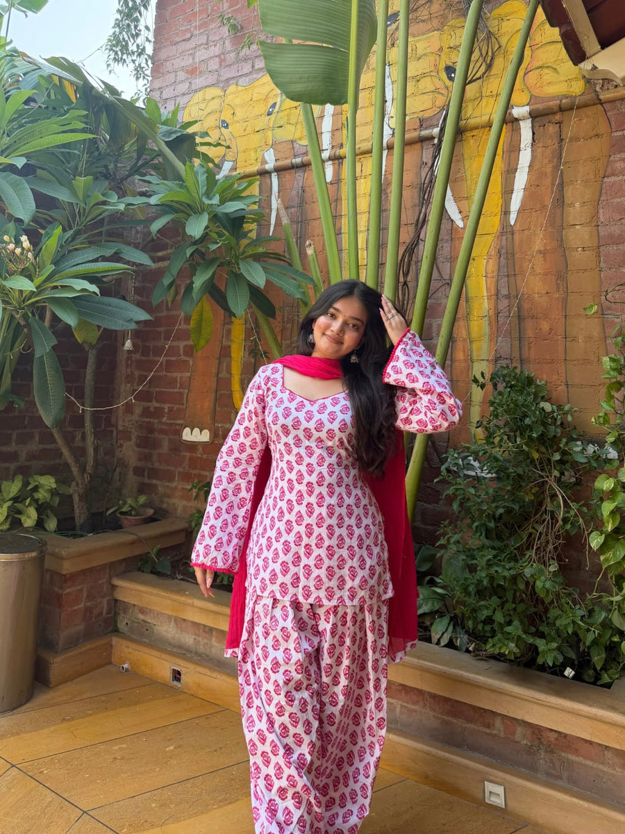 White & Pink Ethnic Suit Set (RS01)