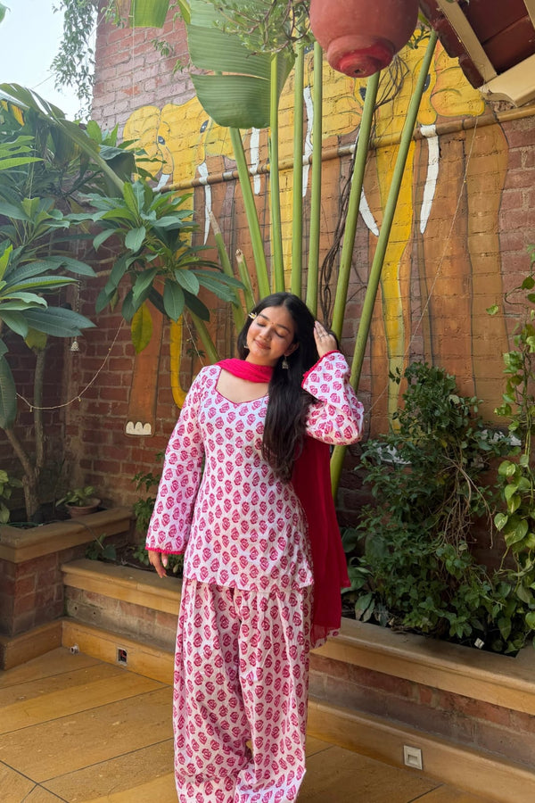 White & Pink Ethnic Suit Set (RS01)