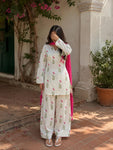 Women's Premium Cotton Farsi Salwar Suit Set with Floral Print & Dupatta (RS02)