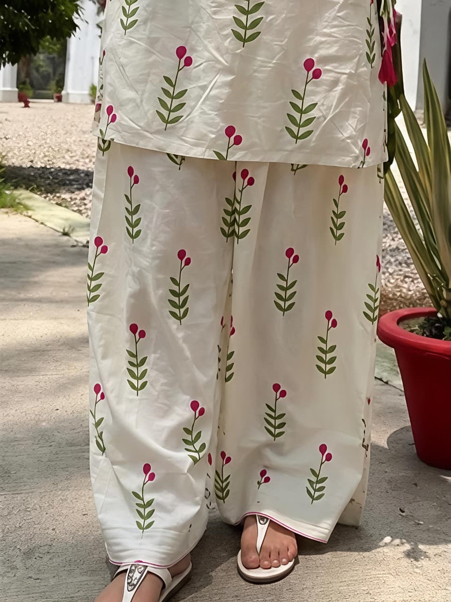 Women's Premium Cotton Farsi Salwar Suit Set with Floral Print & Dupatta (RS02)