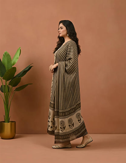 Beige & Brown Ethnic Suit Set (RS03)