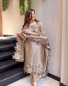 DESIGNER EMBROIDERED CUT WORKED SUIT* ⁠(RD72)