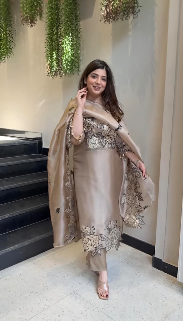 DESIGNER EMBROIDERED CUT WORKED SUIT* ⁠(RD72)