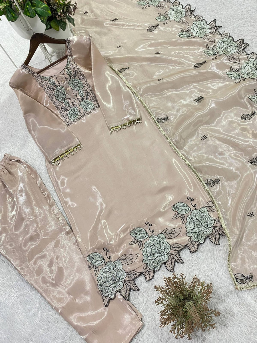 DESIGNER EMBROIDERED CUT WORKED SUIT* ⁠(RD72)