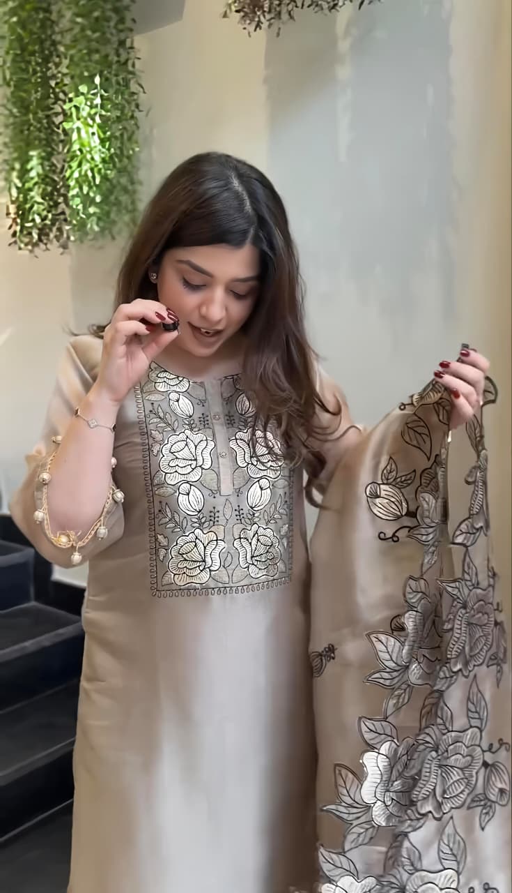 DESIGNER EMBROIDERED CUT WORKED SUIT* ⁠(RD72)