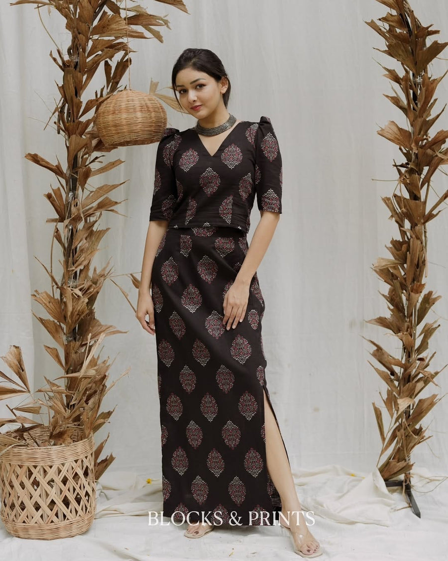 Elegant Block Print Co-Ord Set for Women (RS05)