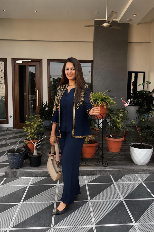 Embroidered Cotton Flex Co-Ord Set for Women (SWSK71)