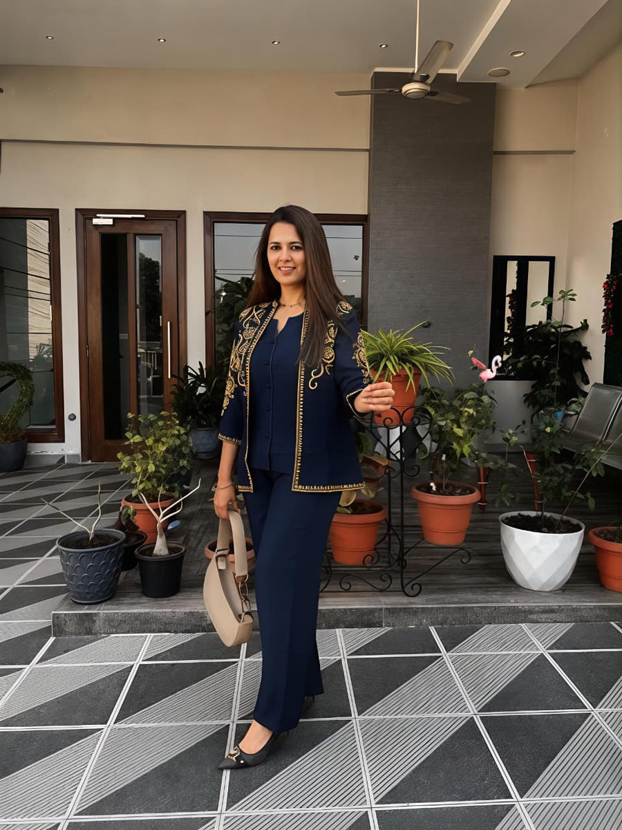 Embroidered Cotton Flex Co-Ord Set for Women (SWSK71)