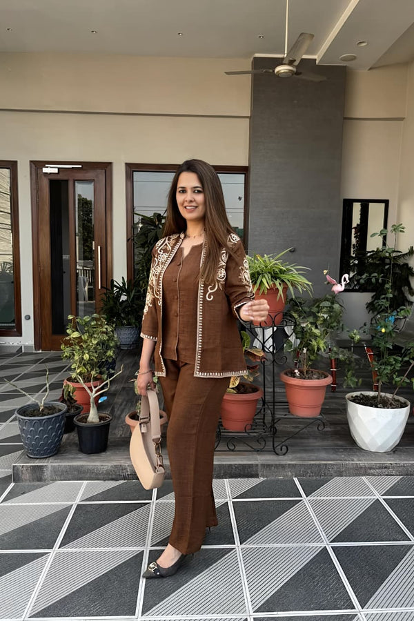 Embroidered Cotton Flex Co-Ord Set for Women (SWSK71)