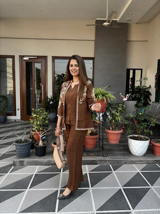 Embroidered Cotton Flex Co-Ord Set for Women (RS04)