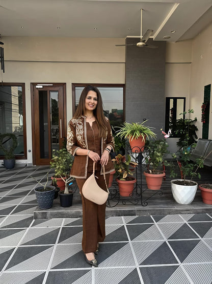 Embroidered Cotton Flex Co-Ord Set for Women (RS04)