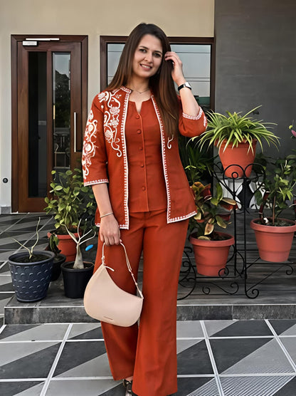 Embroidered Cotton Flex Co-Ord Set for Women (RS04)