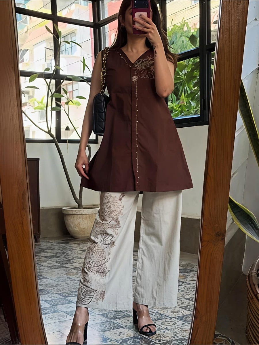 Elegant Embroidered Kurta Palazzo Set (CJ06)