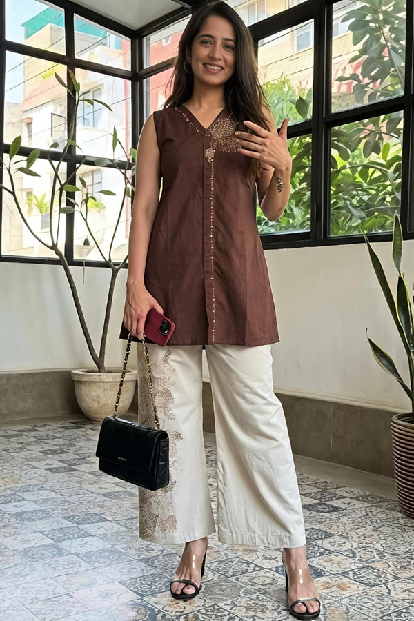 Elegant Embroidered Kurta Palazzo Set (CJ06)