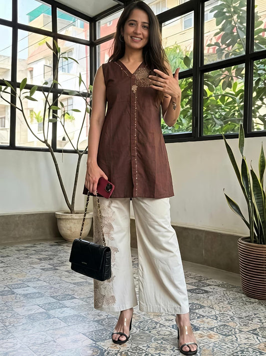Elegant Embroidered Kurta Palazzo Set (CJ06)