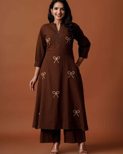 Bow Embroidered Cotton Dress (CJ05)