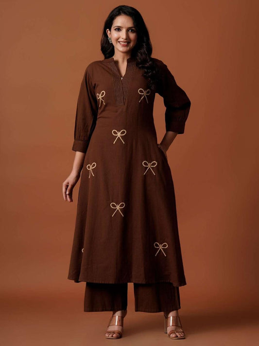 Bow Embroidered Cotton Dress (CJ05)