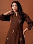 Bow Embroidered Cotton Dress (CJ05)